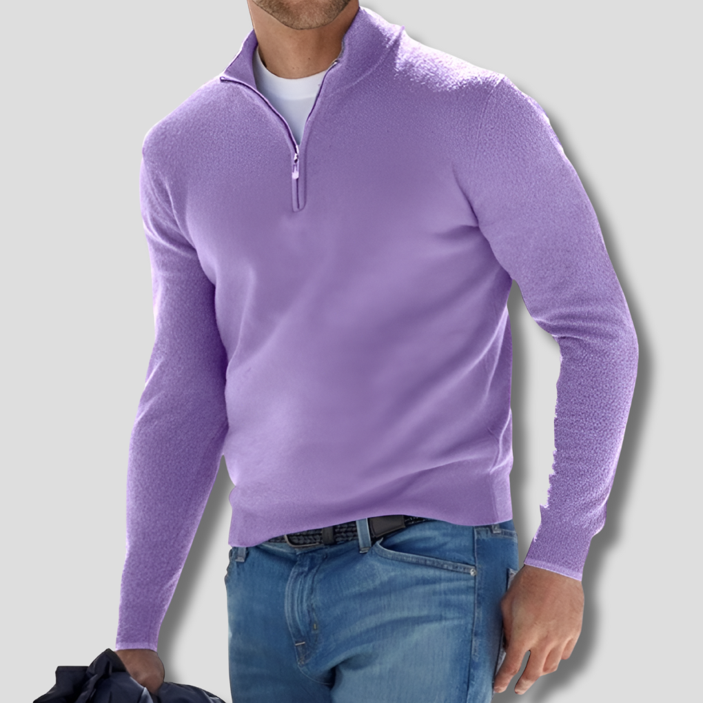 Herren-Strickpullover aus Baumwolle mit Reißverschlusskragen