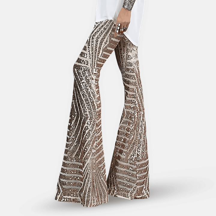 Schlaghose mit Pailletten und hoher Taille für Damen