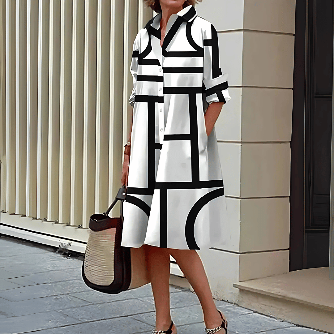 Hemdblusenkleid mit geometrischem Print für Damen
