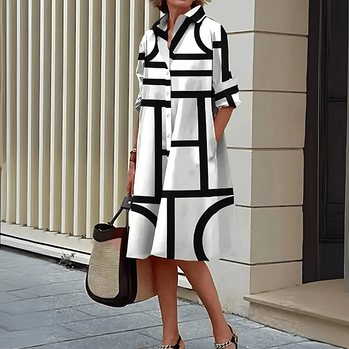 Hemdblusenkleid mit geometrischem Print für Damen