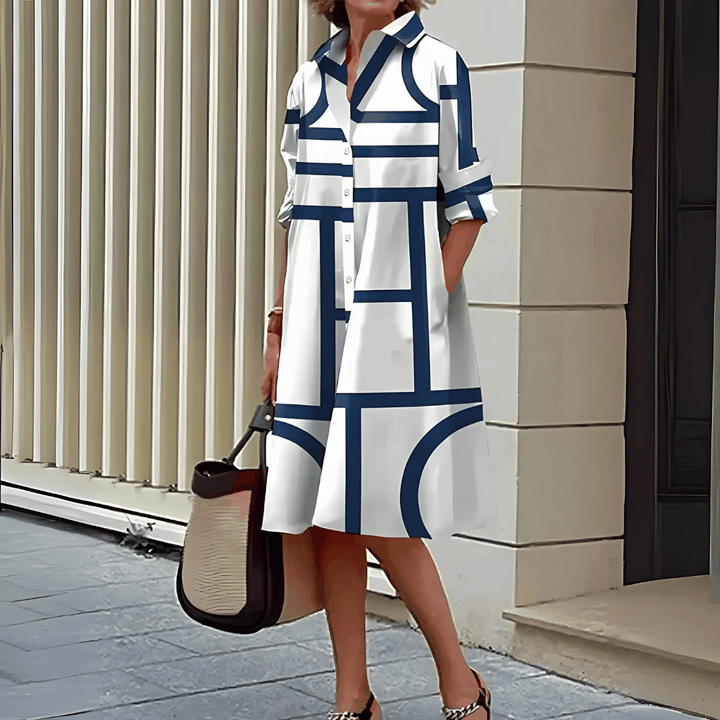 Hemdblusenkleid mit geometrischem Print für Damen