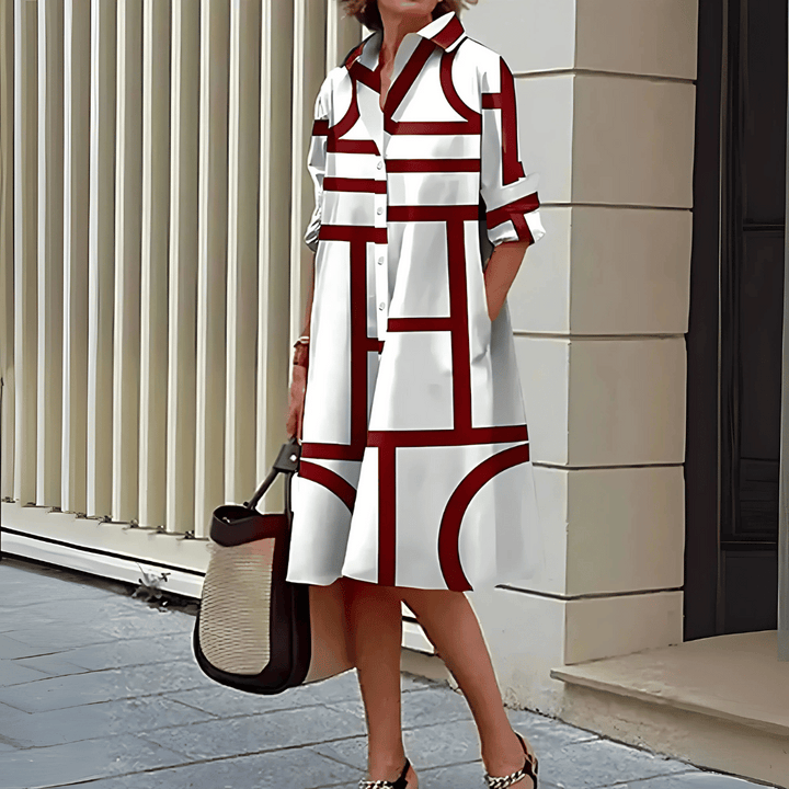 Hemdblusenkleid mit geometrischem Print für Damen