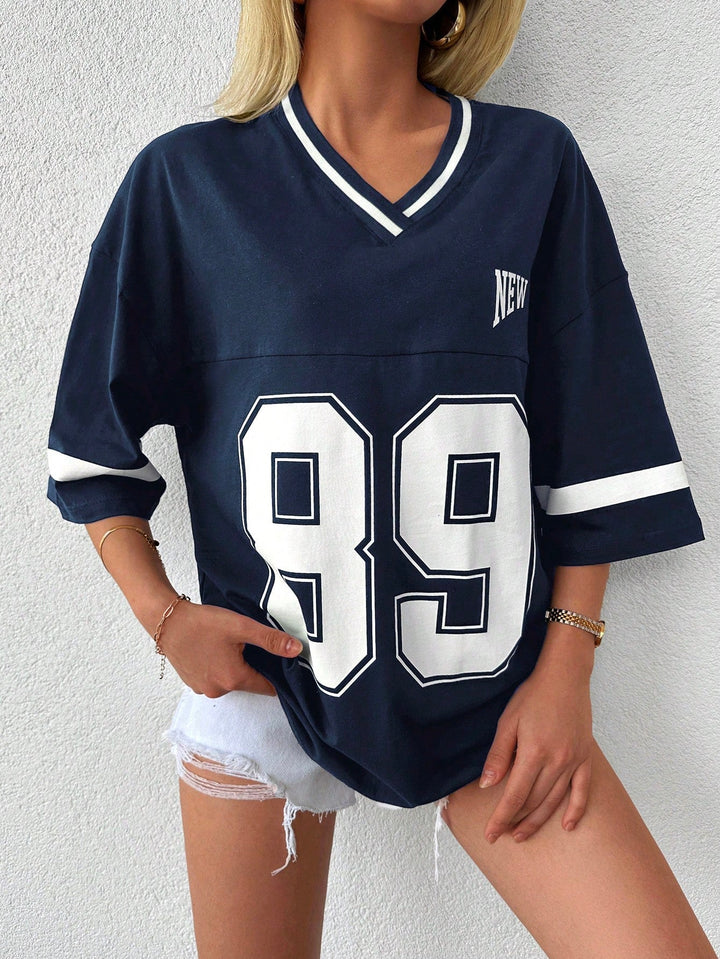 Oversized Baseball-Football-Shirt für Damen mit sportlichem Flair