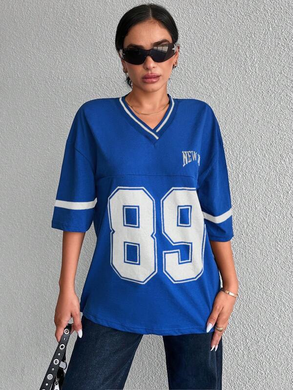 Oversized Baseball-Football-Shirt für Damen mit sportlichem Flair