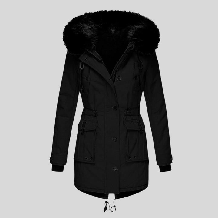 Damen-Wintermantel mit Kapuze – Funktionelle Schicht mit Taschen