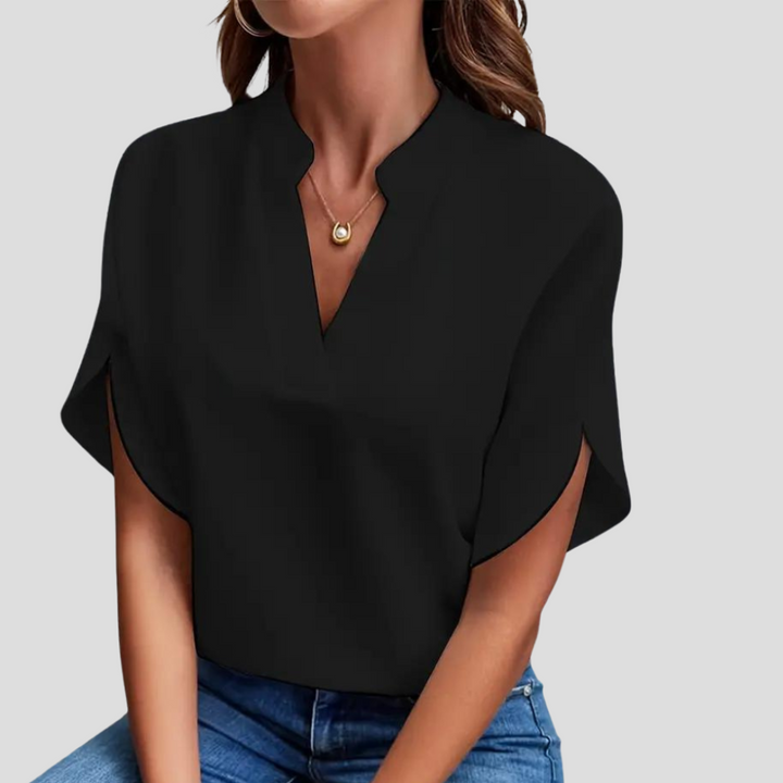 Kurzarmbluse aus leichtem, atmungsaktivem Stoff