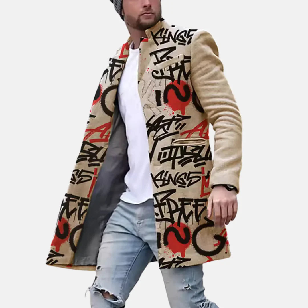 Street Print Coat – Lässige & verstellbare Herrenjacke