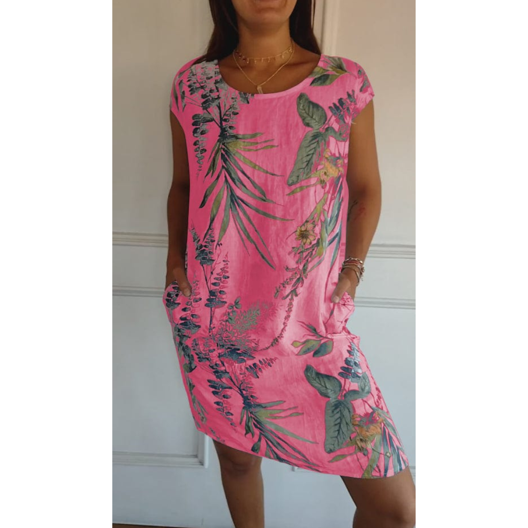 Luftiges Maxikleid mit Boho-Print und Volantärmeln