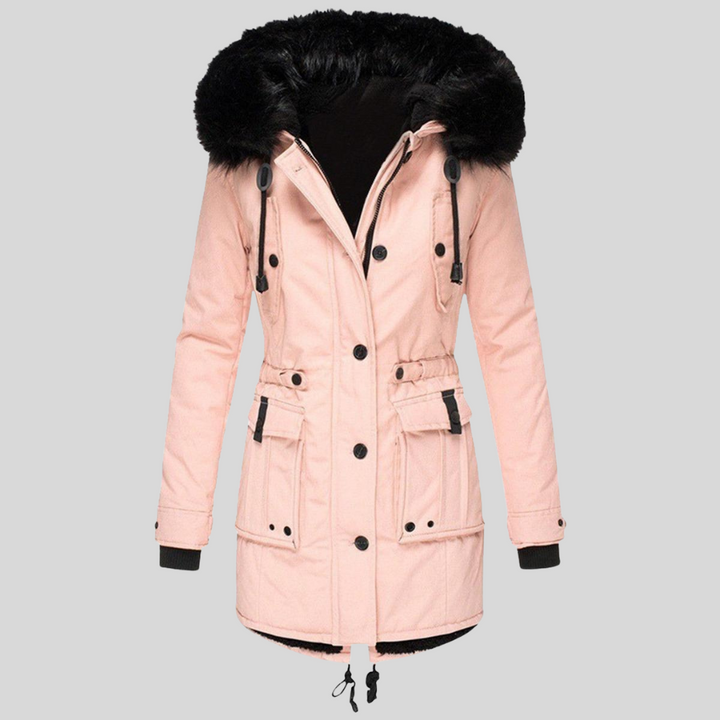 Damen-Wintermantel mit Kapuze – Funktionelle Schicht mit Taschen