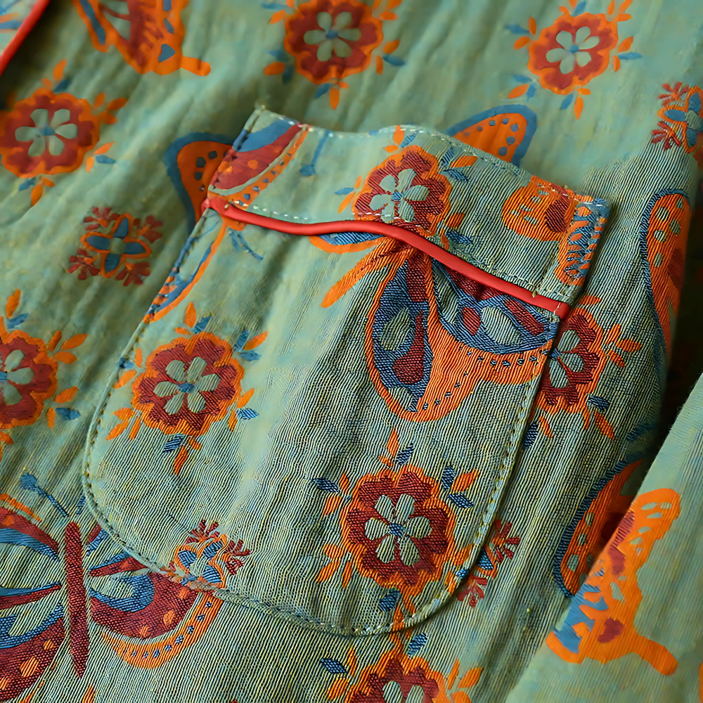 2-teilige Loungewear aus Baumwolle mit Schmetterlingsdruck