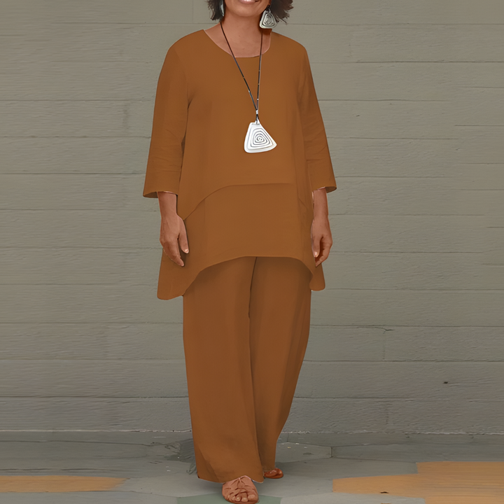 Elegantes 2-teiliges Leinen-Set für Damen mit lockerer Passform