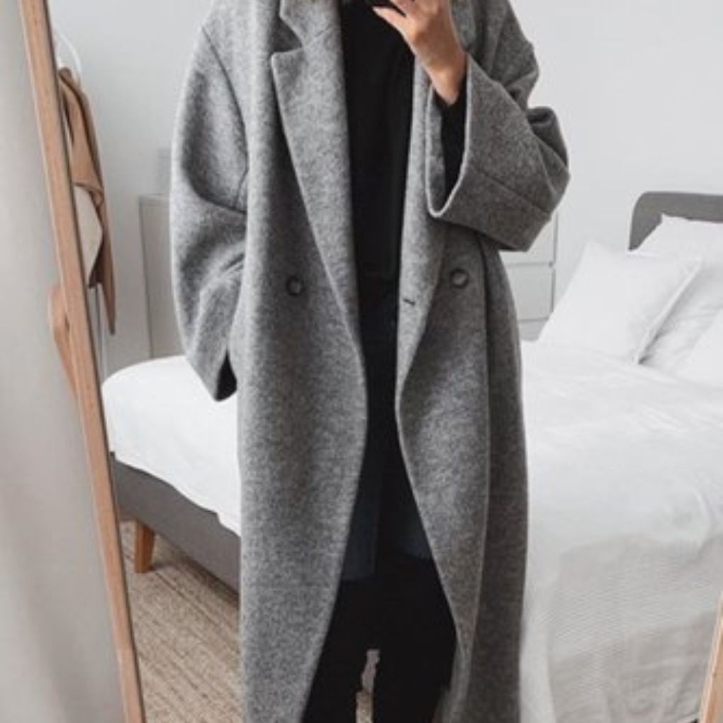 Bequemer Oversized Mantel mit Doppelknöpfen