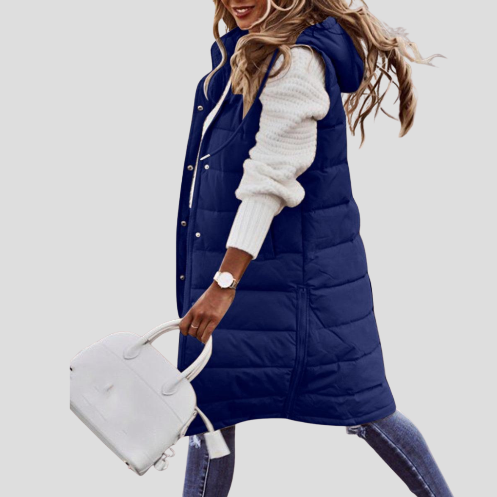 Langer Bodywarmer mit Kapuze für Damen