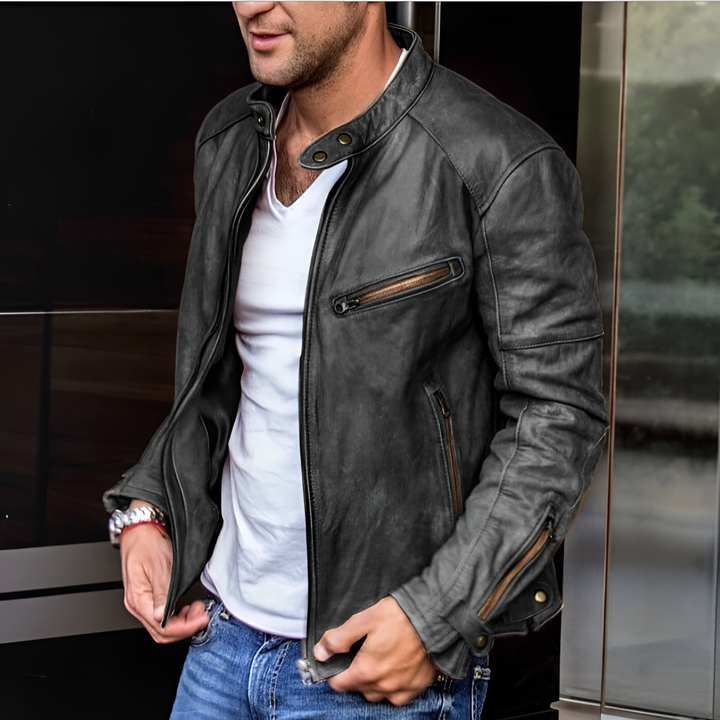 Max – Elegante und wasserdichte Lederjacke für Herren