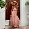 Damen Boho Spitzen-Maxikleid mit Stufen