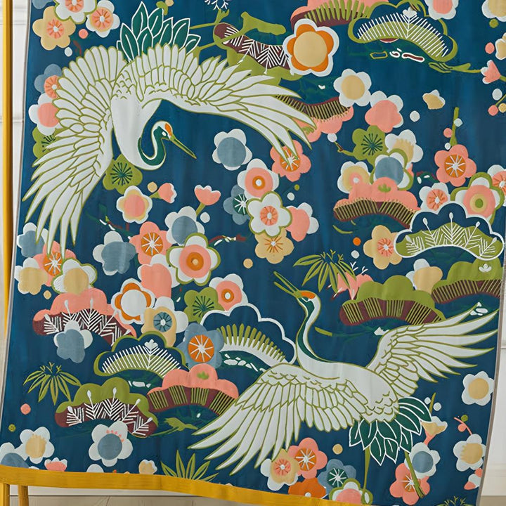 Lush Flower Cranes Badetuch – Eleganter Komfort mit künstlerischem Flair