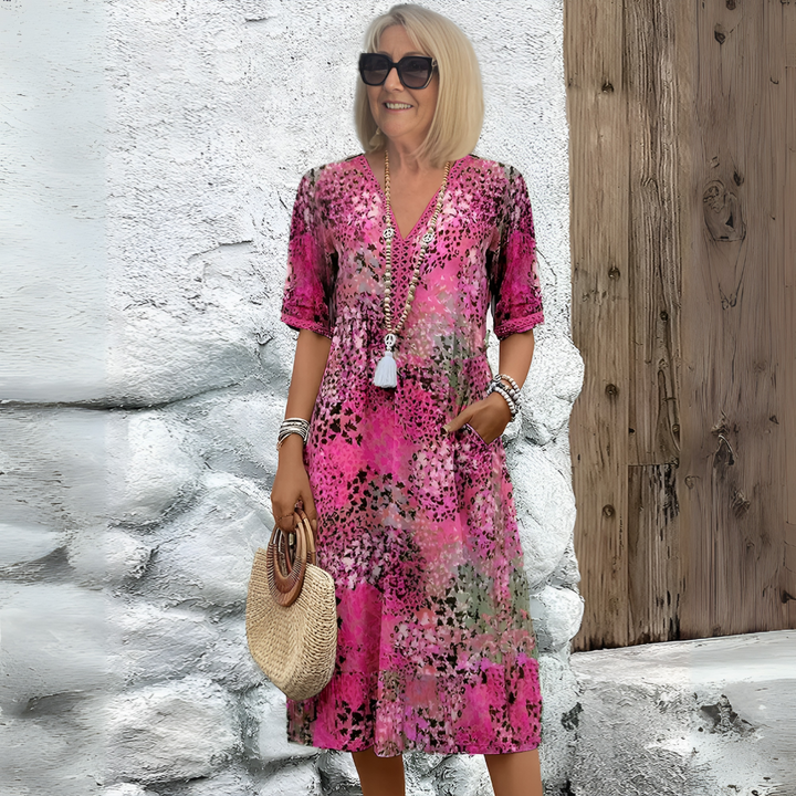 Weiches Midikleid mit V-Ausschnitt für Damen