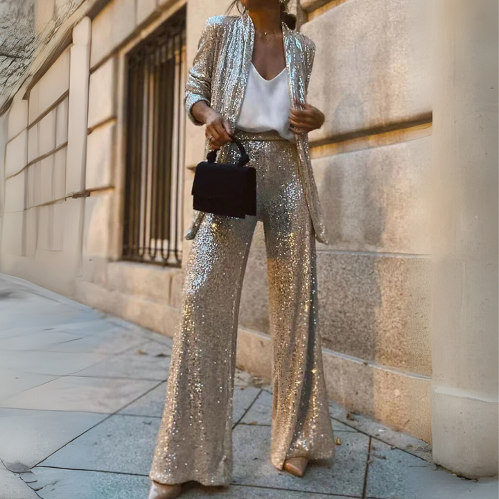 Glitzernder Cardigan im eleganten Urlaubsstil