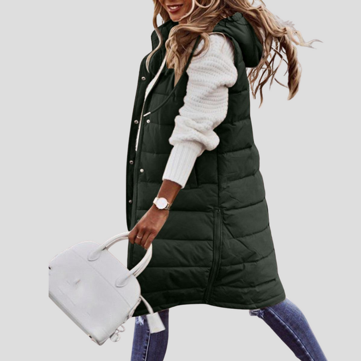Langer Bodywarmer mit Kapuze für Damen