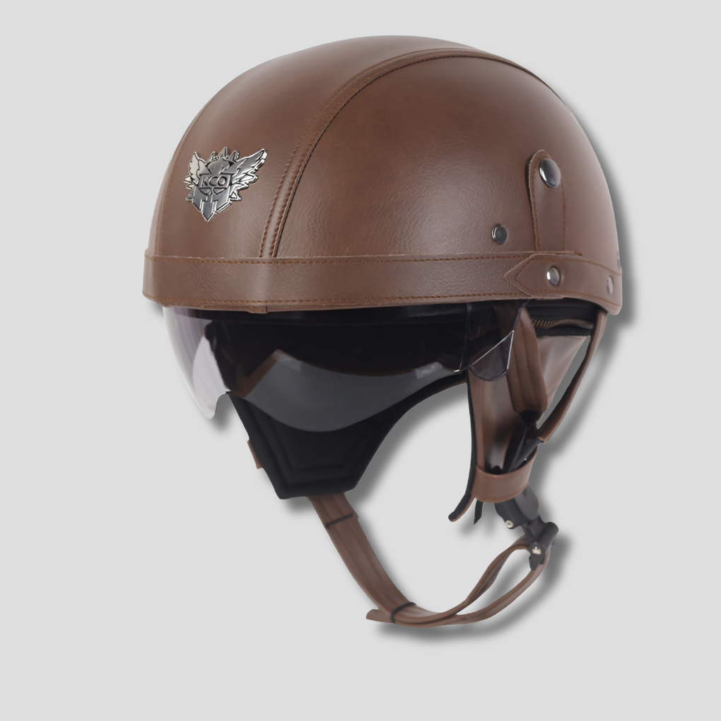 Vintage-Motorradhelm mit einziehbarem Visier