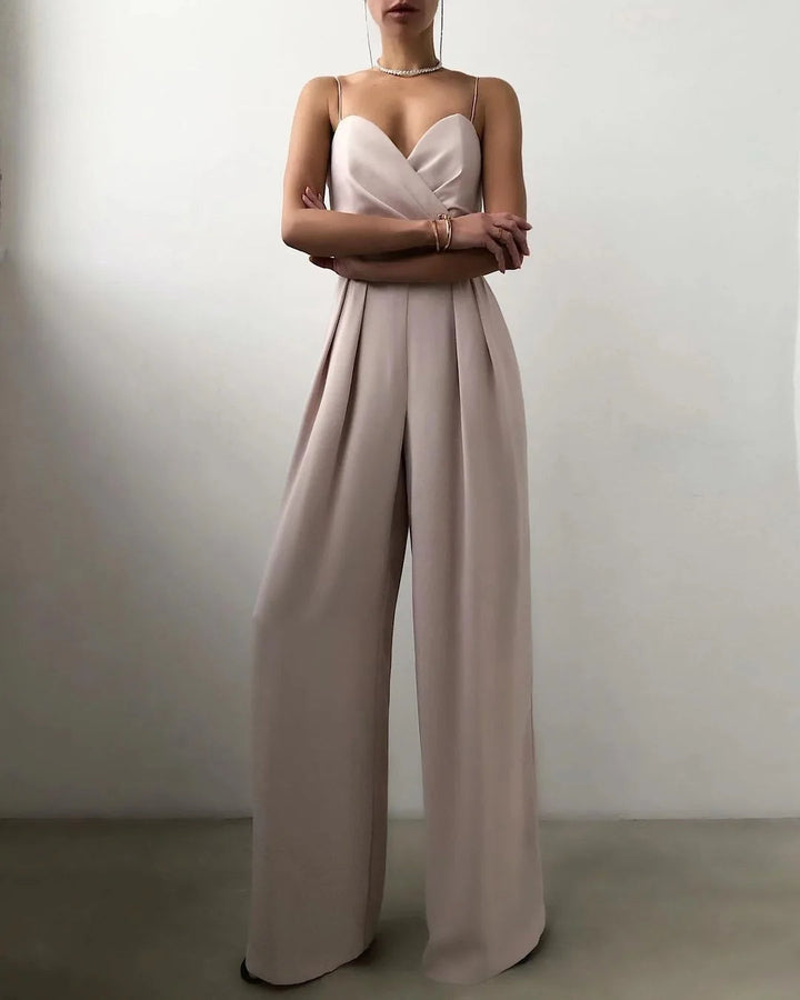 Ärmelloser Jumpsuit mit hoher Taille und weitem Bein