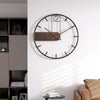 Moderne Wanduhr aus Stahl und Walnuss