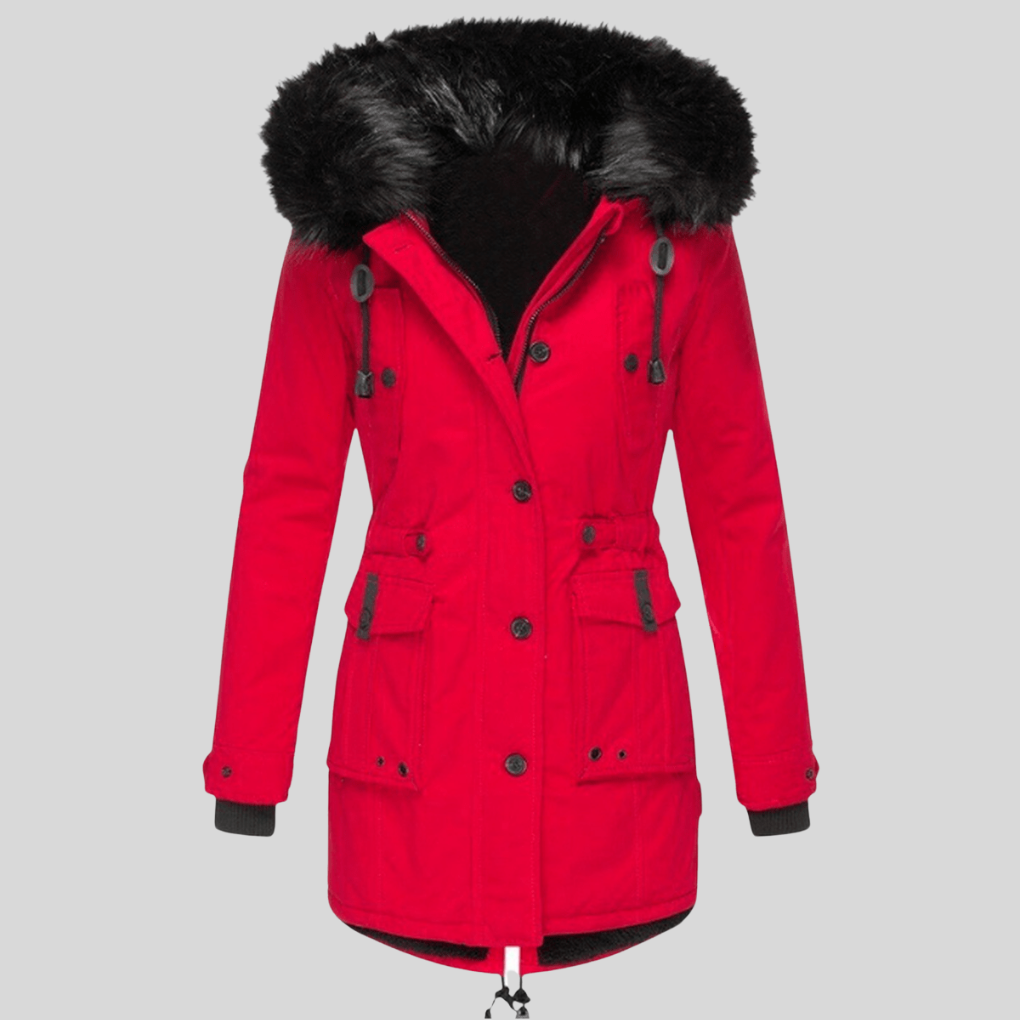 Damen-Wintermantel mit Kapuze – Funktionelle Schicht mit Taschen