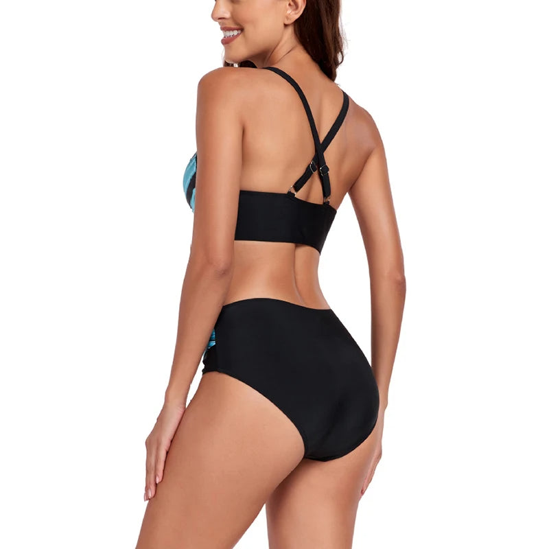 High Waist Bikini Set mit Stilvollem Print