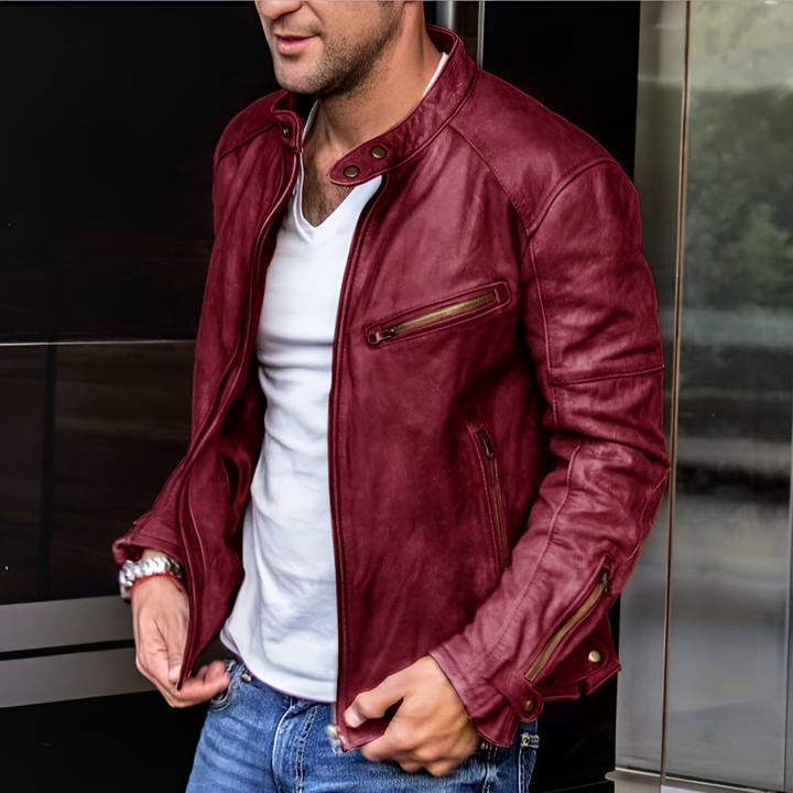 Max – Elegante und wasserdichte Lederjacke für Herren