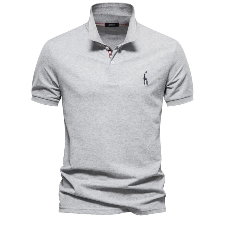 Luxuriöses Baumwoll-Poloshirt mit Hirschstickerei