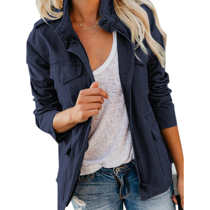 Damen Freizeitjacke mit Reißverschluss Stehkragen