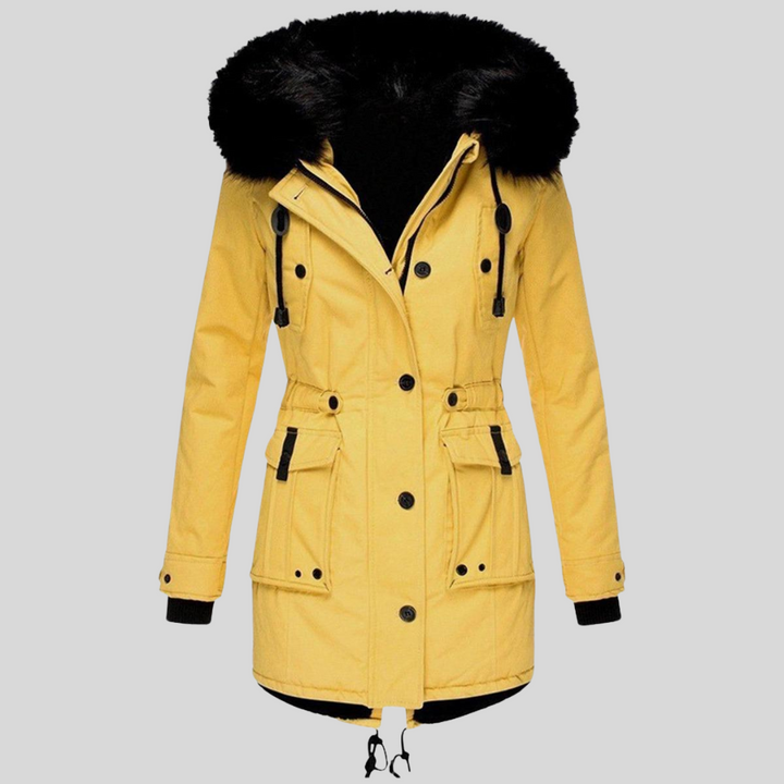 Damen-Wintermantel mit Kapuze – Funktionelle Schicht mit Taschen