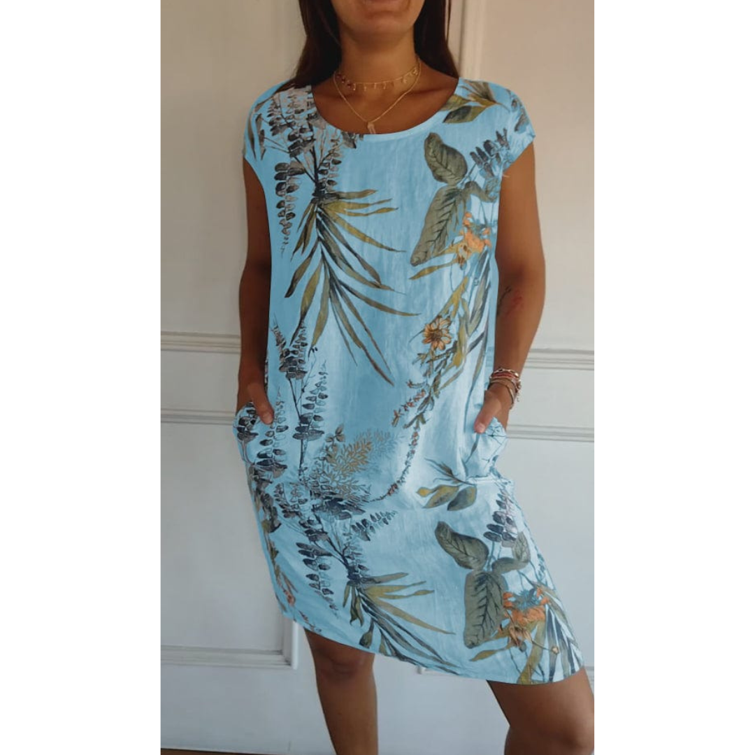 Luftiges Maxikleid mit Boho-Print und Volantärmeln