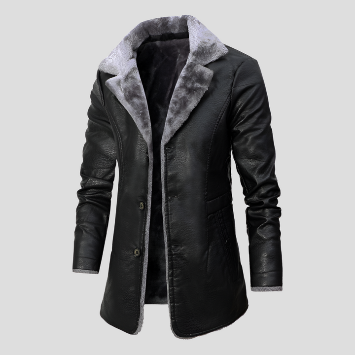Herren Ledermantel mit Shearling-Futter