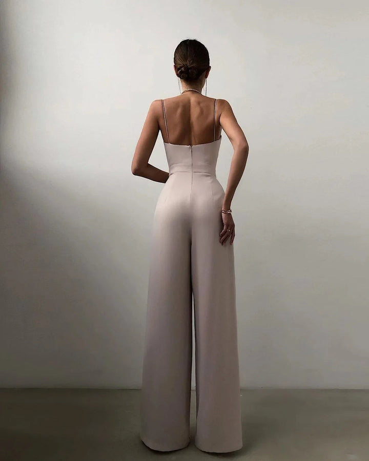 Ärmelloser Jumpsuit mit hoher Taille und weitem Bein