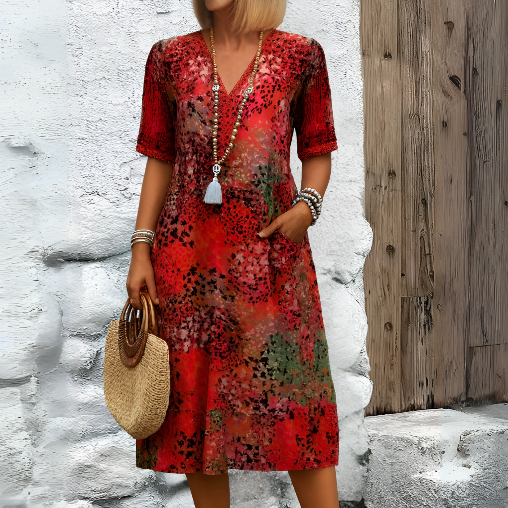 Weiches Midikleid mit V-Ausschnitt für Damen