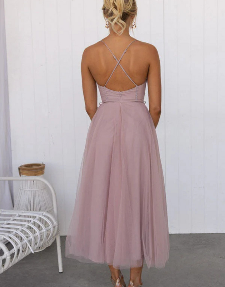 Leichtes ärmelloses Maxikleid mit V-Ausschnitt für Damen