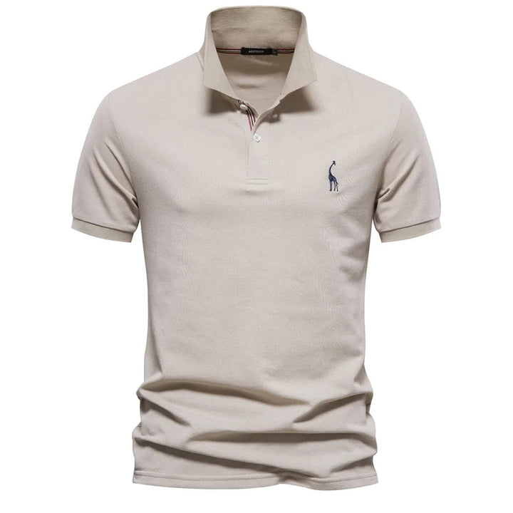 Luxuriöses Baumwoll-Poloshirt mit Hirsch Stickerei