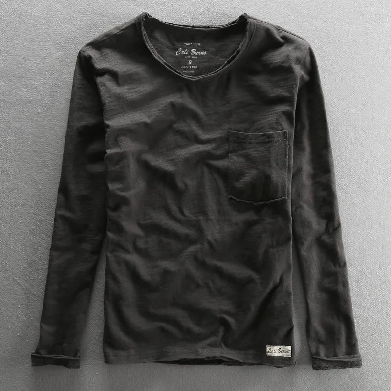 Langarmshirt aus Vintage-Baumwolle mit Rundhalsausschnitt