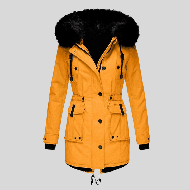 Damen-Wintermantel mit Kapuze – Funktionelle Schicht mit Taschen