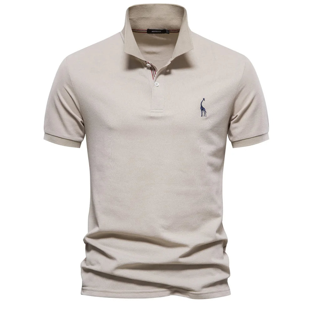 Luxuriöses Baumwoll-Poloshirt mit Hirschstickerei