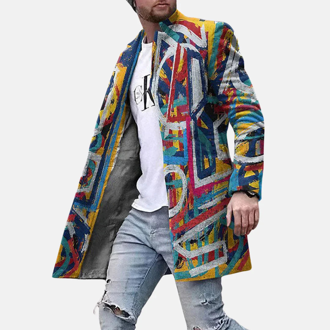 Street Print Coat – Lässige & verstellbare Herrenjacke