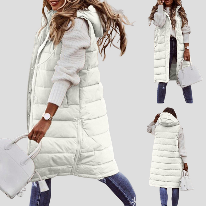 Langer Bodywarmer mit Kapuze für Damen