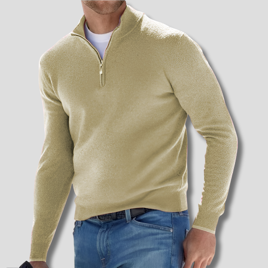 Herren-Strickpullover aus Baumwolle mit Reißverschlusskragen