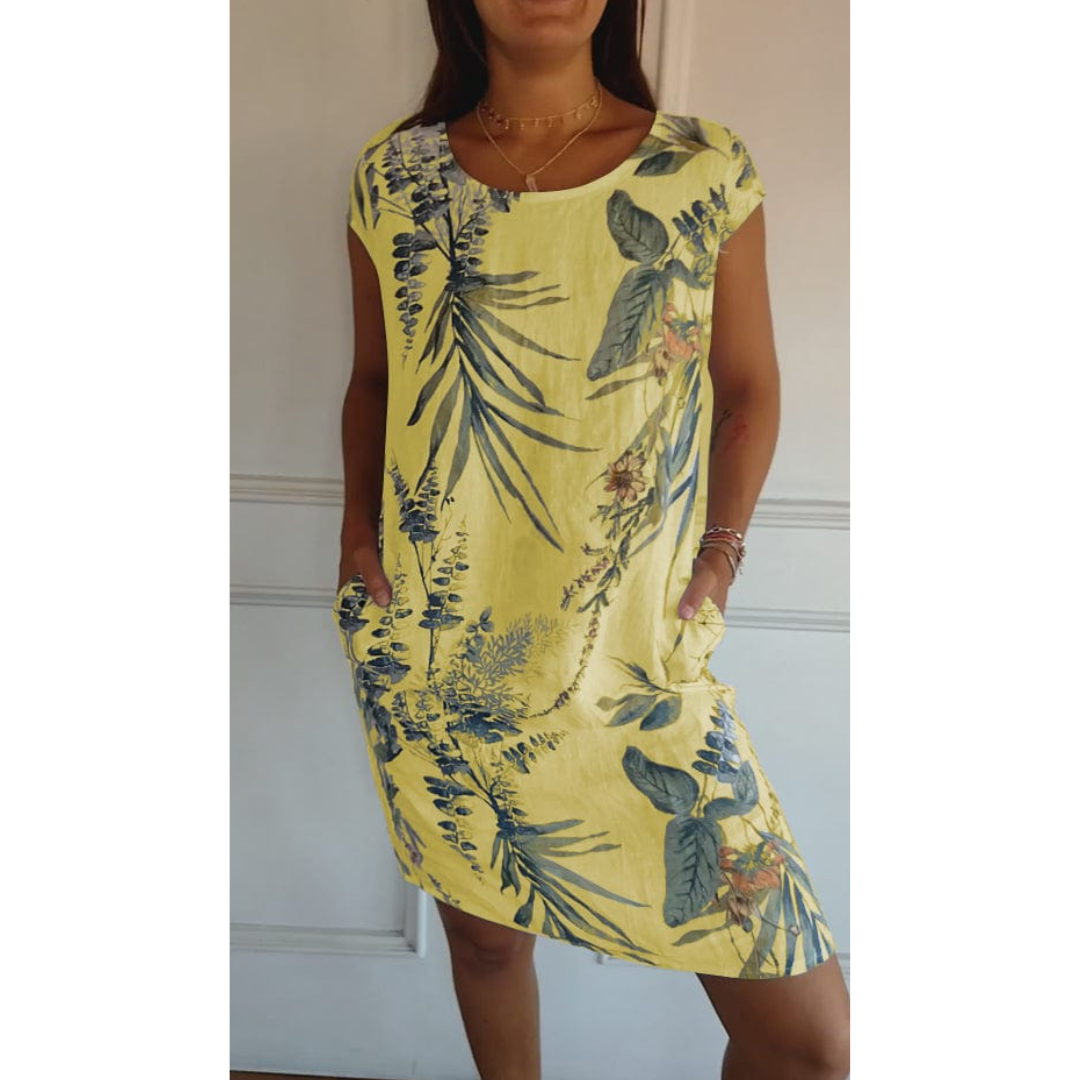 Luftiges Maxikleid mit Boho-Print und Volantärmeln