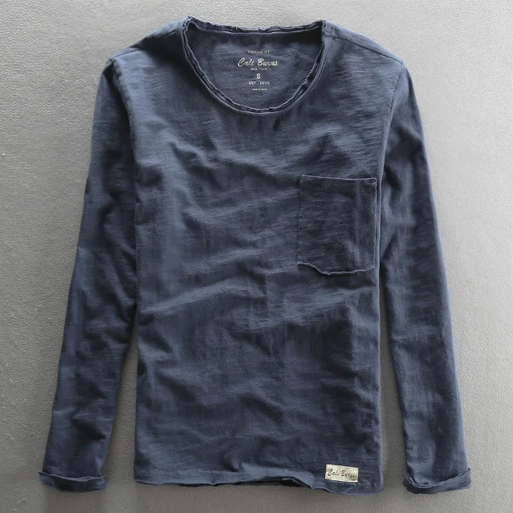 Langarmshirt aus Vintage-Baumwolle mit Rundhalsausschnitt