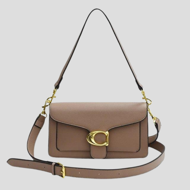 Klassische strukturierte Umhängetasche mit goldfarbener Schnalle