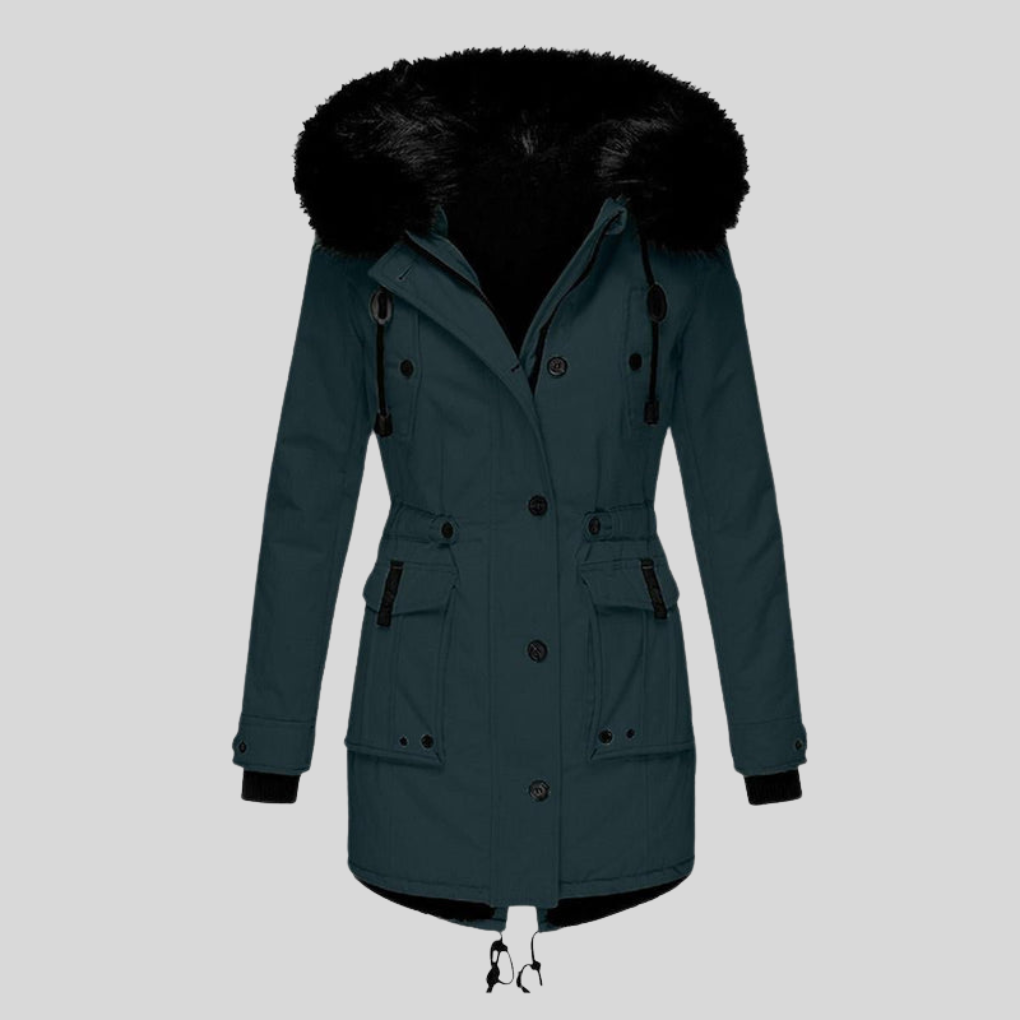 Damen-Wintermantel mit Kapuze – Funktionelle Schicht mit Taschen