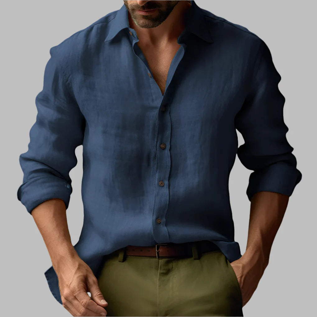 Herren-Langarmhemd aus Vintage-Leinen