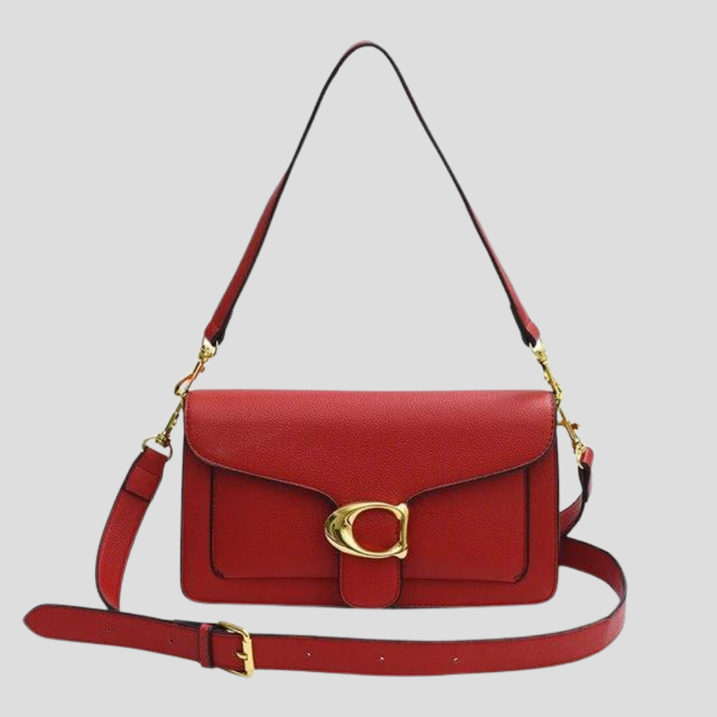 Klassische strukturierte Umhängetasche mit goldfarbener Schnalle